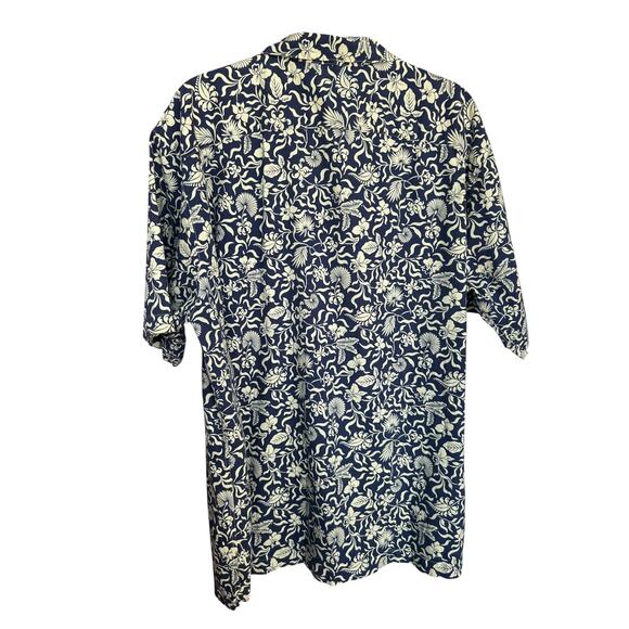 Daniel Cremieux Men's Blue + Tan Floral Tropical Short Sleeve Shirt Size XL - Picture 6 of 6